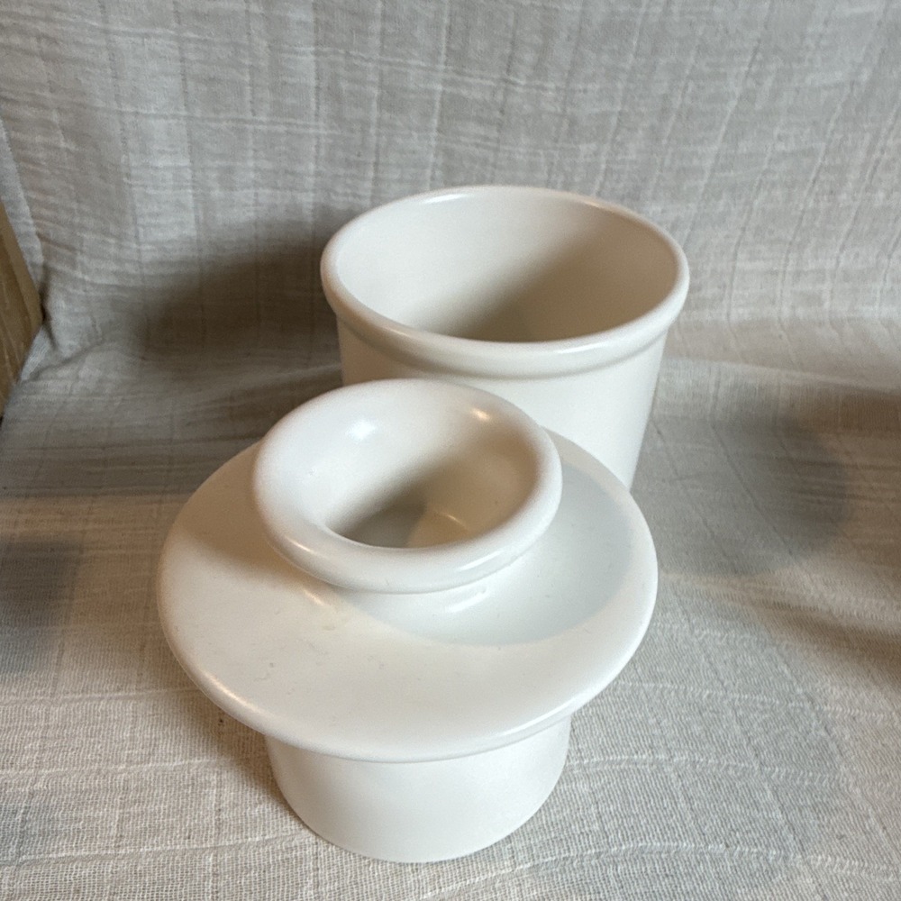 Butter Bell Crock by L. Tremain 4.5in White Ceramic Butter Keeper NEW